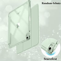 Husă EspZanthic pentru iPad Air de 11 inchi M3/M2 (2025/2024) și generațiile Air 5/4, cu suport pentru creion, capac spate transparent, suport, verde 4