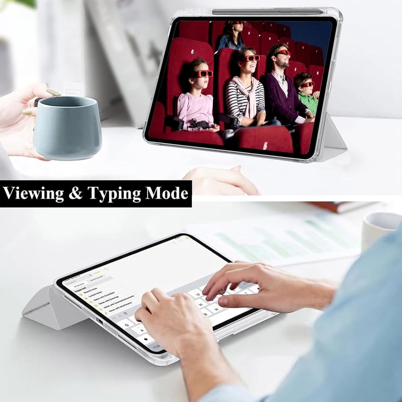 EspZanthic Samsung Galaxy Tab S11 (SM-X736B/SM-X730) tok S Pen tartóval, átlátszó hátlap, állvánnyal - silver