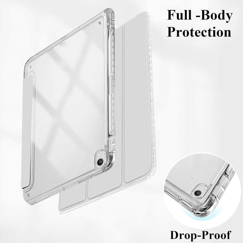 EspZanthic Samsung Galaxy Tab S11 (SM-X736B/SM-X730) tok S Pen tartóval, átlátszó hátlap, állvánnyal - silver