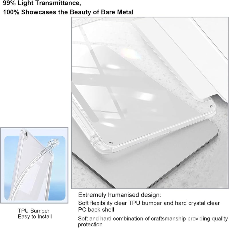 EspZanthic Samsung Galaxy Tab S11 (SM-X736B/SM-X730) tok S Pen tartóval, átlátszó hátlap, állvánnyal - silver
