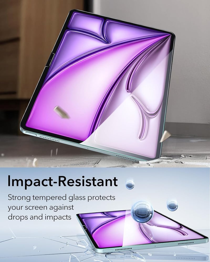 ESR 2 db Edzett Üveg Képernyővédő iPad Air 13" M3/M2 (7./6. generáció, 2025/2024) - 9H Keménység, Karcálló, Buborékmentes, HD Tisztaság, Sze