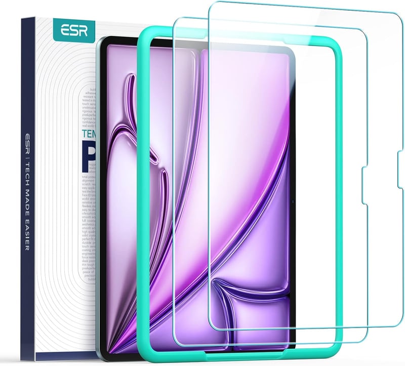 ESR 2 db Edzett Üveg Képernyővédő iPad Air 13" M3/M2 (7./6. generáció, 2025/2024) - 9H Keménység, Karcálló, Buborékmentes, HD Tisztaság, Sze