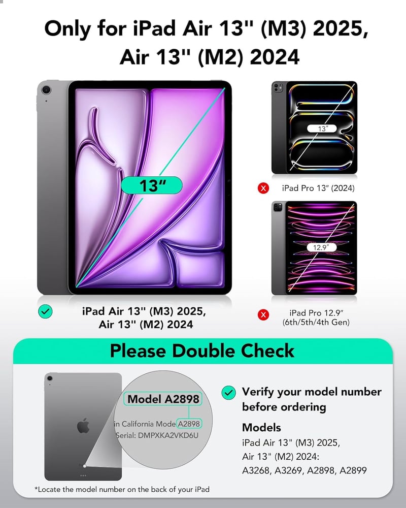 ESR 2 db Edzett Üveg Képernyővédő iPad Air 13" M3/M2 (7./6. generáció, 2025/2024) - 9H Keménység, Karcálló, Buborékmentes, HD Tisztaság, Sze