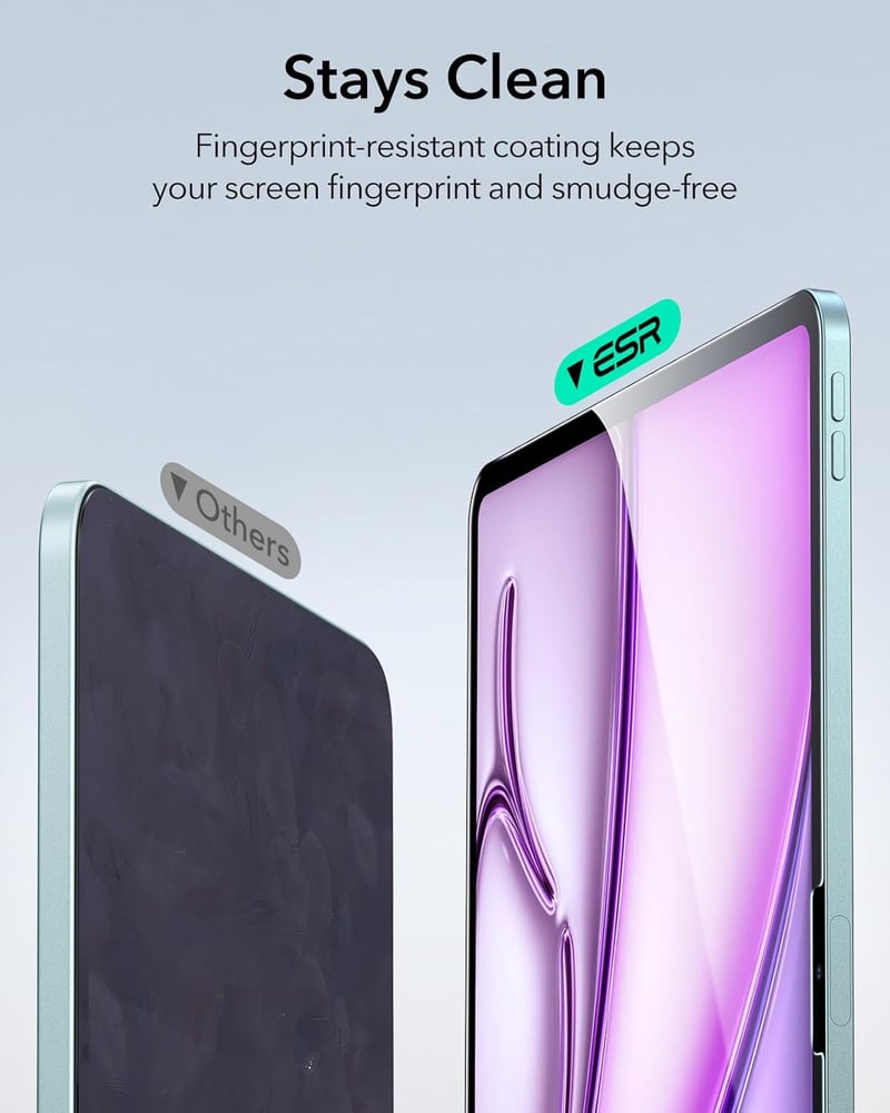 ESR 2 db Edzett Üveg Képernyővédő iPad Air 13" M3/M2 (7./6. generáció, 2025/2024) - 9H Keménység, Karcálló, Buborékmentes, HD Tisztaság, Sze