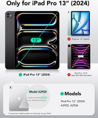 ESR 2db Edzett Üveg Képernyővédő iPad Pro 13 inch M4 (2024) - 9H Keménység, Karcálló, HD Tisztaság, Egyszerű Felhelyezés, Apple Pencil Kompa 2