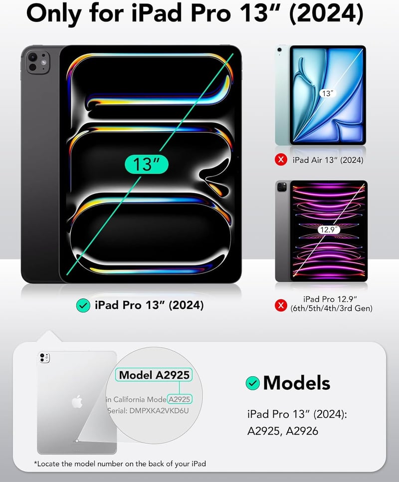 ESR 2db Edzett Üveg Képernyővédő iPad Pro 13 inch M4 (2024) - 9H Keménység, Karcálló, HD Tisztaság, Egyszerű Felhelyezés, Apple Pencil Kompa