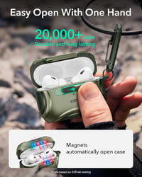 ESR AirPods Pro 2/1 Tok - MagSafe Kompatibilis, USB-C/Lightning, Egykezes Nyitás, Erős Mágneses Zár, Ütésálló Védelem, Cyber Széria, Katonaz 5
