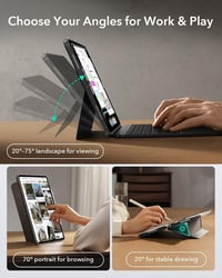 Husă cu tastatură ESR pentru iPad Pro 13 M4 2024 / M5 2025, magnetică, detașabilă, trackpad mare, iluminare fundal, gri închis, seria Shift 5