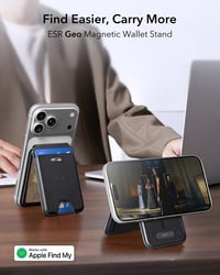 Peňaženka ESR Geo MagSafe na 5 kariet, podpora Find My, ochrana RFID, stojan, pre iPhone série 12-17, čierna 2