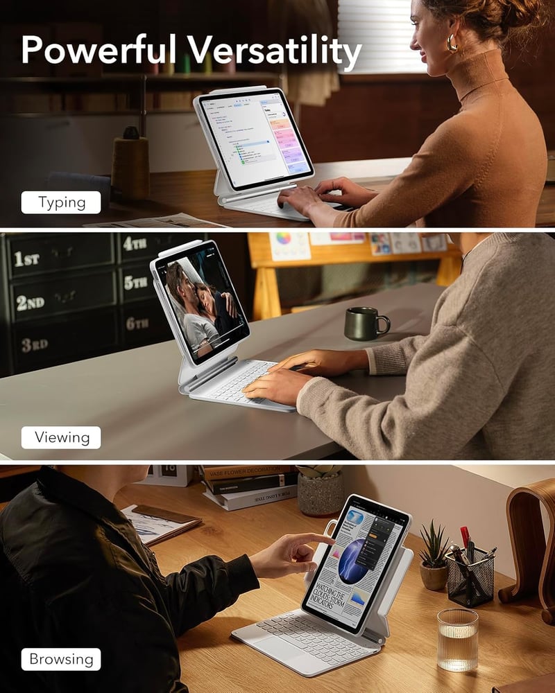 ESR iPad Air 11 hüvely billentyűzettel, mágneses állvánnyal, trackpad-del fehér