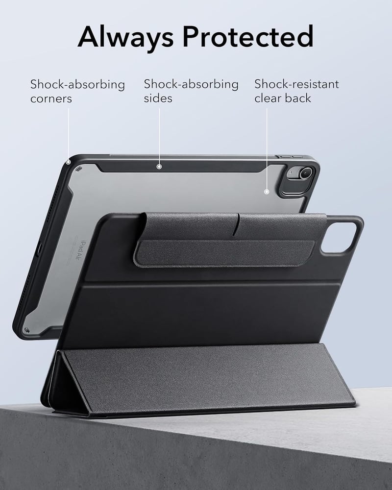 ESR iPad Air 11 hüvely mágneses M4/M3/M2 toll tartóval, 360° állvánnyal, fekete - black