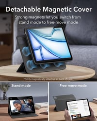 ESR iPad Air 11 hüvely mágneses M4/M3/M2 toll tartóval, 360° állvánnyal, fekete - black 4