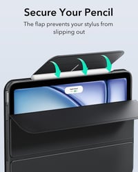 ESR iPad Air 11 hüvely mágneses M4/M3/M2 toll tartóval, 360° állvánnyal, fekete - black 8