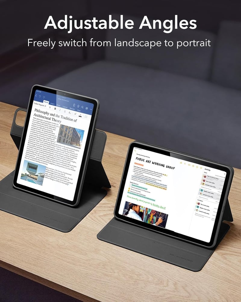 ESR iPad Air 11 hüvely mágneses M4/M3/M2 toll tartóval, 360° állvánnyal, fekete - black