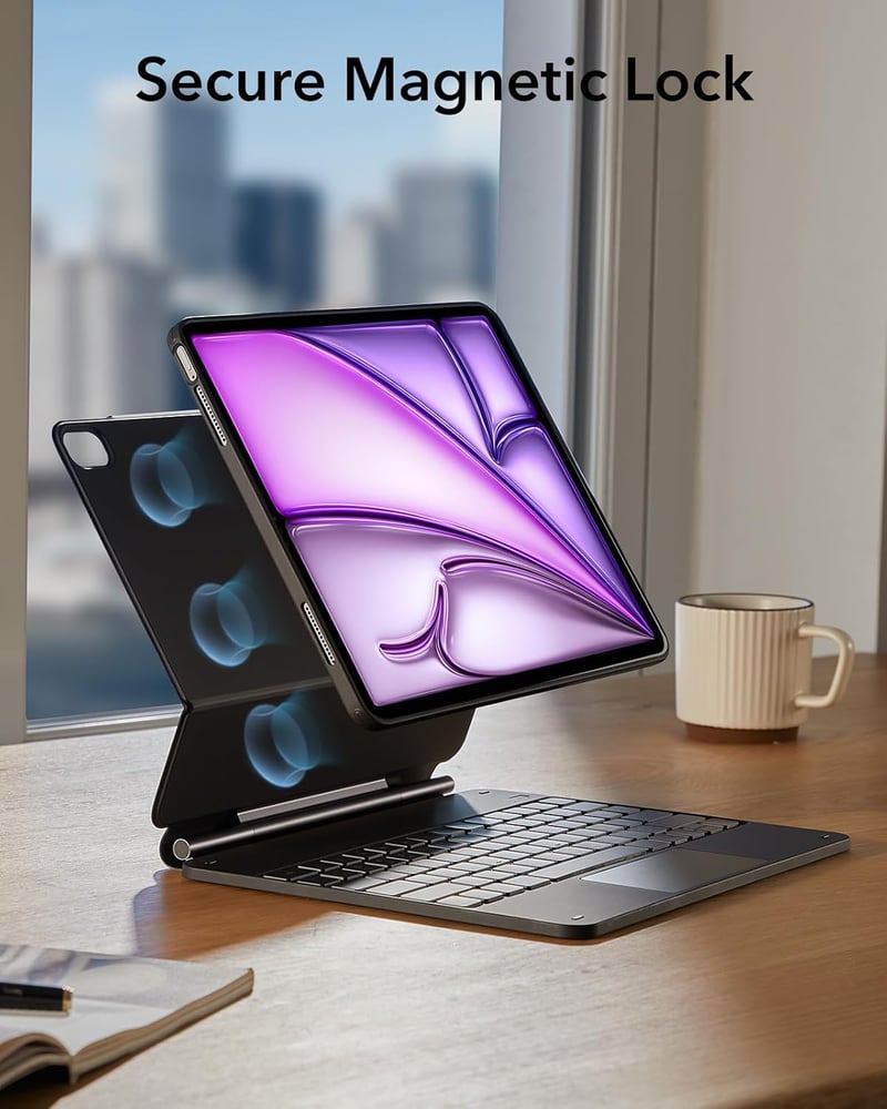 ESR iPad Air 13 hüvely billentyűzettel, mágneses állvánnyal, M2/M3, fekete