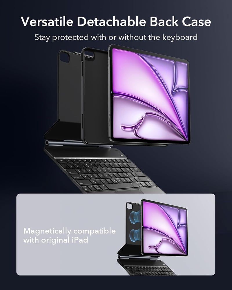 ESR iPad Air 13 hüvely billentyűzettel, mágneses állvánnyal, M2/M3, fekete