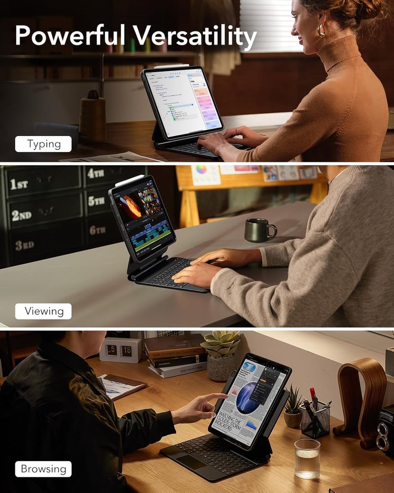 ESR iPad Air 13 hüvely billentyűzettel, mágneses állvánnyal, M2/M3, fekete