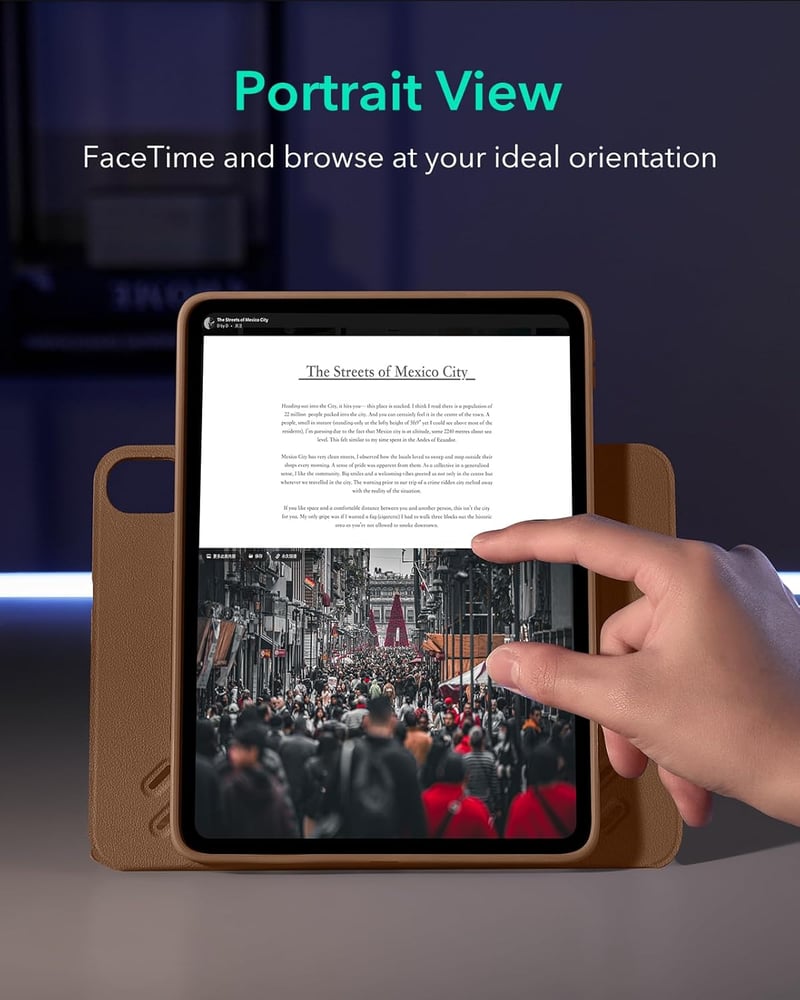 ESR iPad Air 13 hüvely mágneses borítóval, 9 állási szög, barna