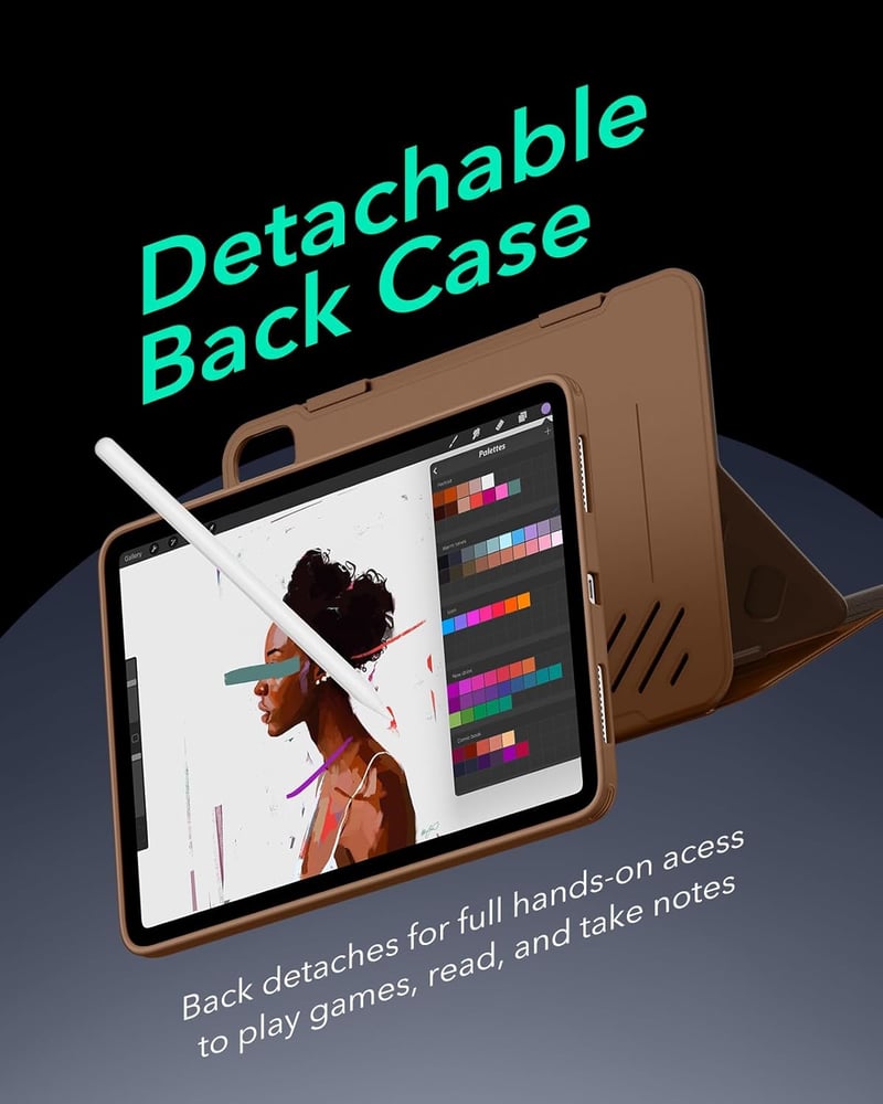ESR iPad Air 13 hüvely mágneses borítóval, 9 állási szög, barna