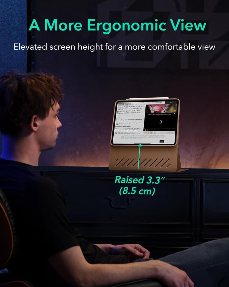 ESR iPad Air 13 hüvely mágneses borítóval, 9 állási szög, barna