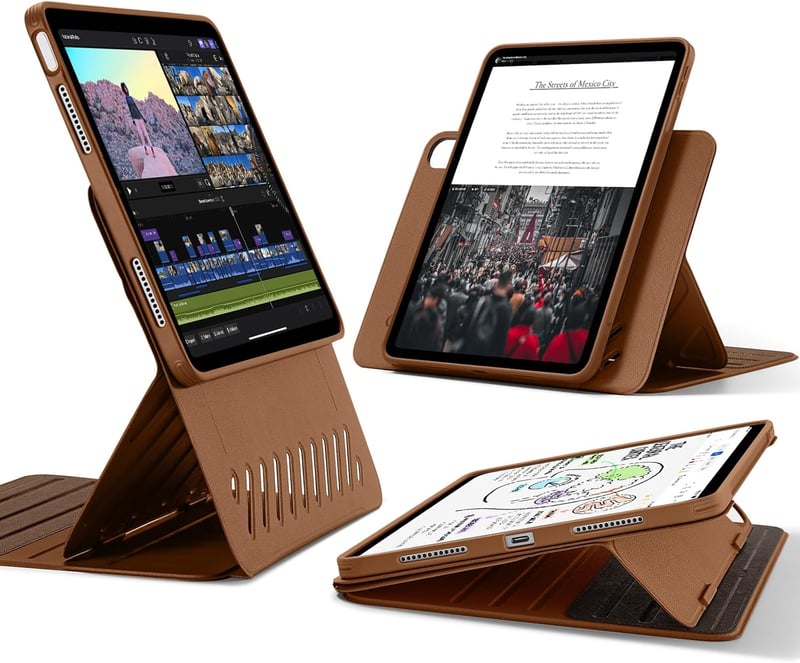 ESR iPad Air 13 hüvely mágneses borítóval, 9 állási szög, barna