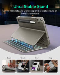 ESR iPad Air 13" M4/M3/M2 Forgó Tok Mágneses Borítóval, 9 Állási Szög, Titán 4