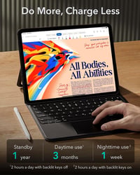 Husă cu tastatură și trackpad ESR pentru iPad Pro 11 (2024), cu iluminare de fundal - negru 9