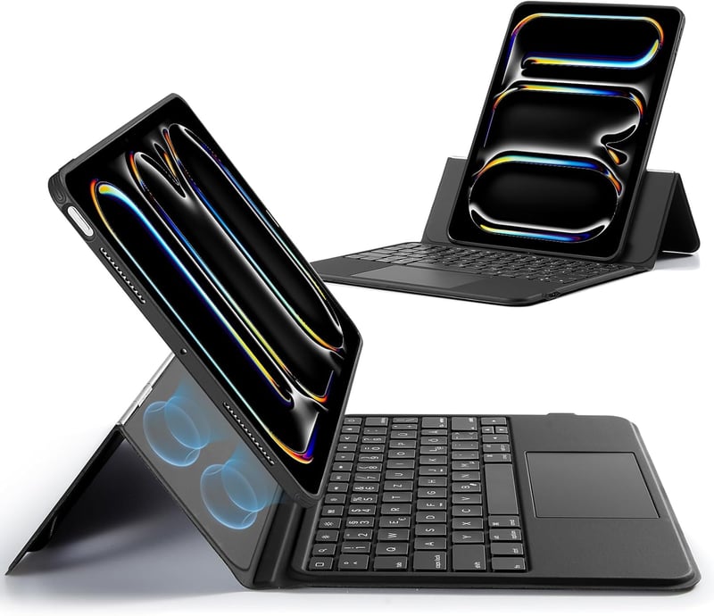 Husă cu tastatură și trackpad ESR pentru iPad Pro 11 (2024), cu iluminare de fundal - negru