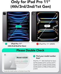Husă ESR pentru iPad Pro 11 inchi generația 4 3 2 1 2022 2021 2020 2018 cu suport pentru creion, capac magnetic detașabil și stand vertical, negru 2