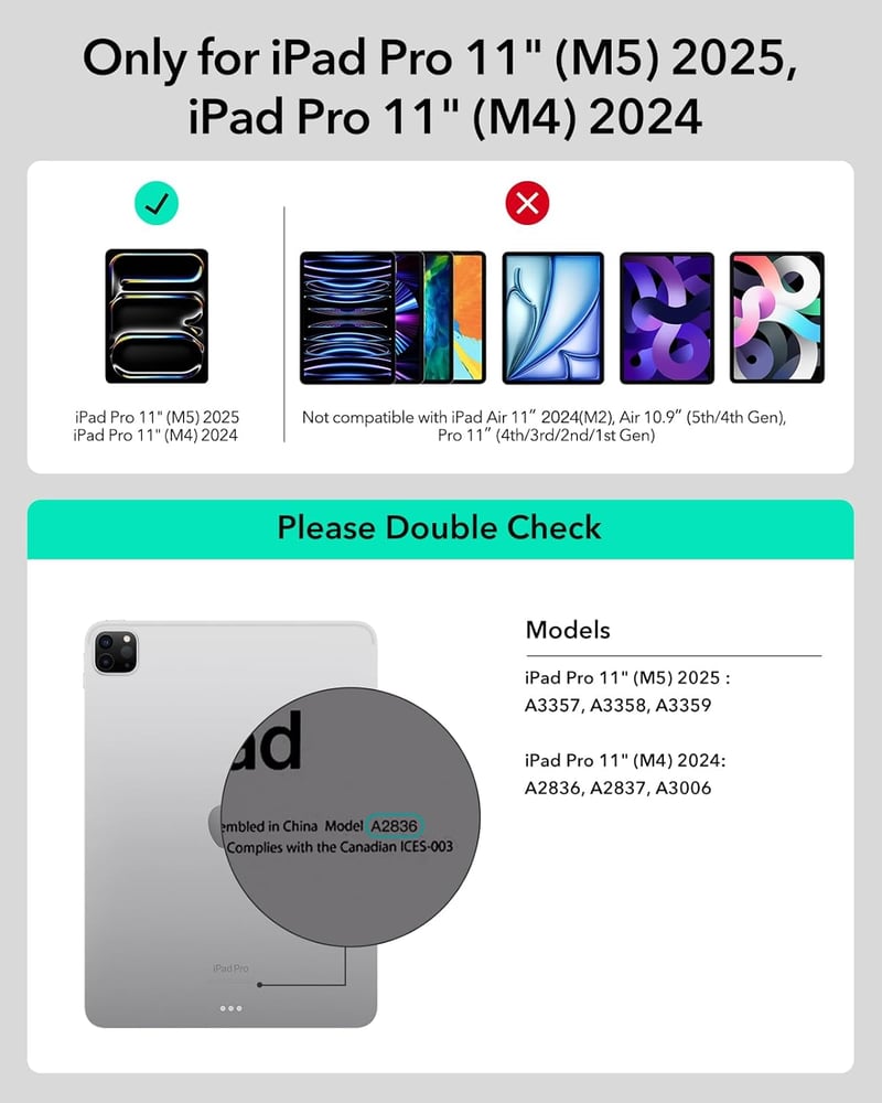 ESR iPad Pro 11 inch (M5/M4) Billentyűzetes Tok Mágneses Állvánnyal, Fekete