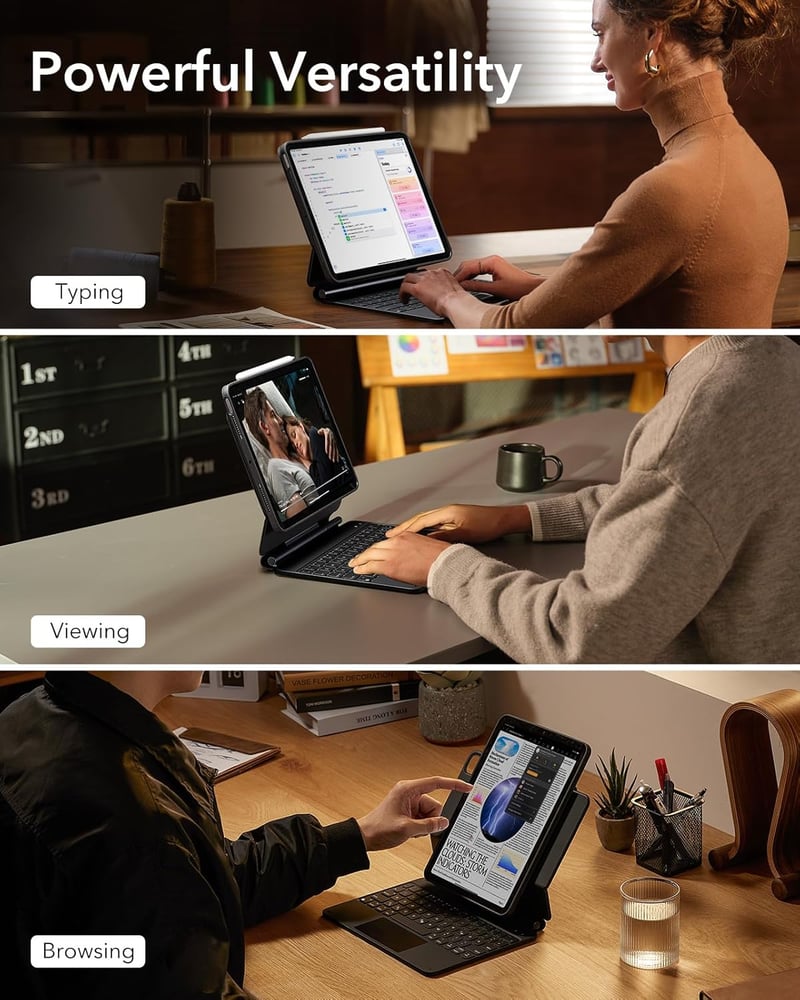 ESR iPad Pro 11 inch (M5/M4) Billentyűzetes Tok Mágneses Állvánnyal, Fekete