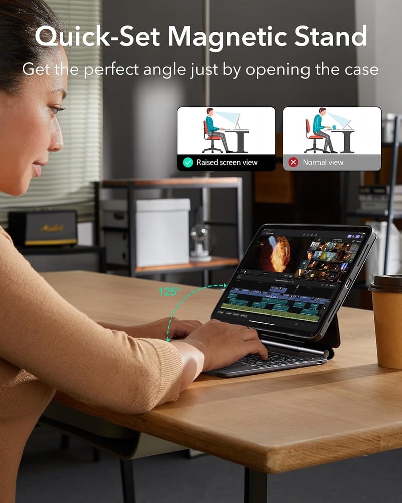 ESR iPad Pro 11 inch (M5/M4) Billentyűzetes Tok Mágneses Állvánnyal, Fekete