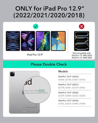 ESR iPad Pro 12.9 Billentyűzetes Tok Mágneses Leválasztható Állvánnyal Fekete - iPad Pro 12.9(2018-2022), 2-black 2