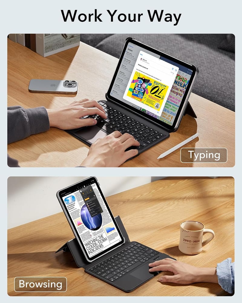ESR iPad Pro 12.9 Billentyűzetes Tok Mágneses Leválasztható Állvánnyal Fekete - iPad Pro 12.9(2018-2022), 2-black