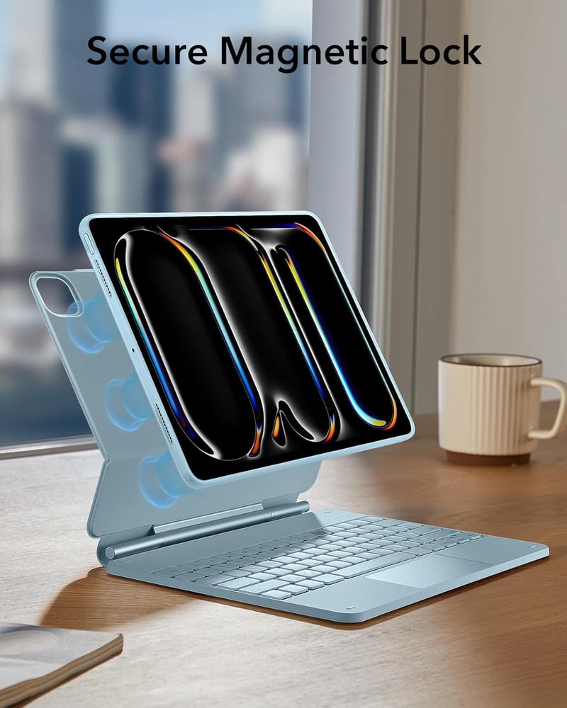 ESR iPad Pro 13 hüvely billentyűzettel, mágneses állvánnyal, kék, M5/M4 2025/2024 - blue