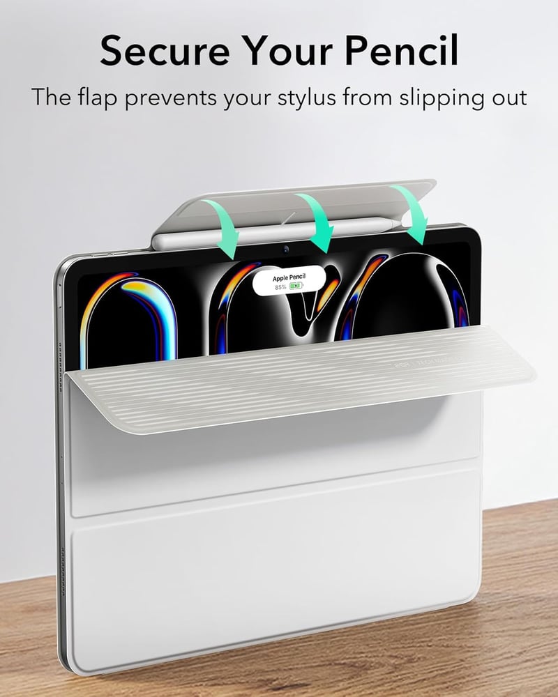 ESR iPad Pro 13 hüvely M5/M4 mágneses tartóval, vékony trifold állvánnyal, fehér - White