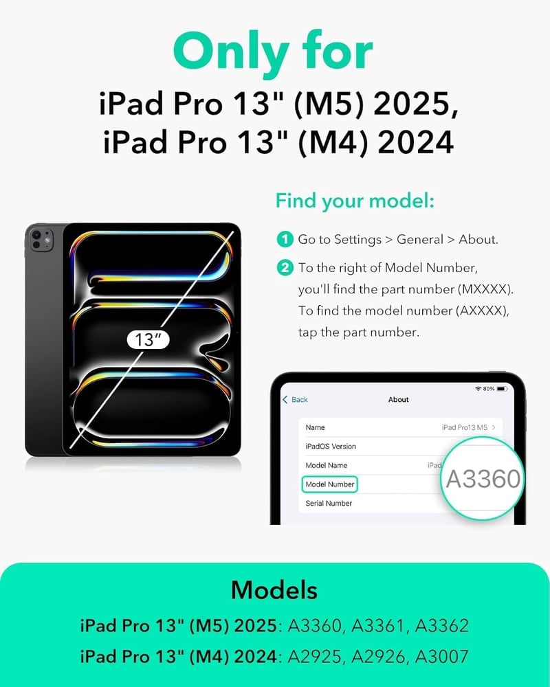 ESR iPad Pro 13 hüvely M5/M4 mágneses tartóval, vékony trifold állvánnyal, fehér - White