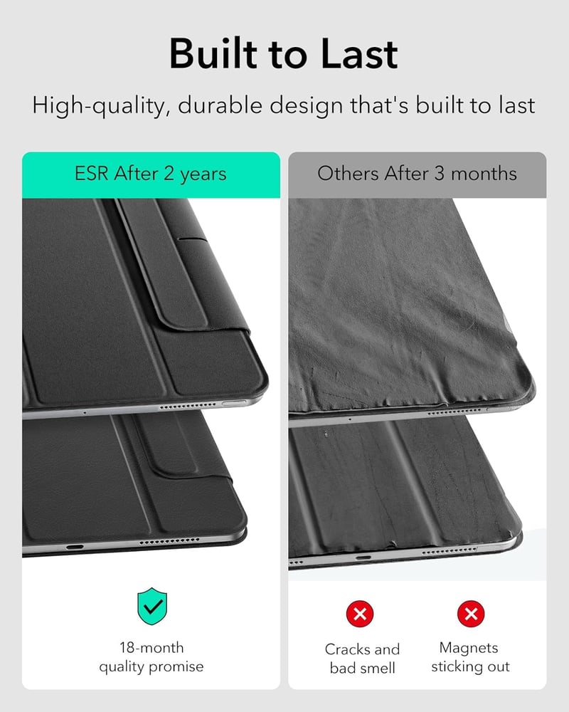 Husă ESR pentru iPad Pro 13 inch M5/M4 cu suport magnetic, stand trifold subțire, suport pentru creion, negru
