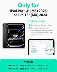 Husă ESR pentru iPad Pro 13 inch M5/M4 cu suport magnetic, stand trifold subțire, suport pentru creion, negru 2