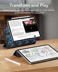 Husă ESR pentru iPad Pro 13 inch M5/M4 cu suport magnetic, stand trifold subțire, suport pentru creion, negru 3