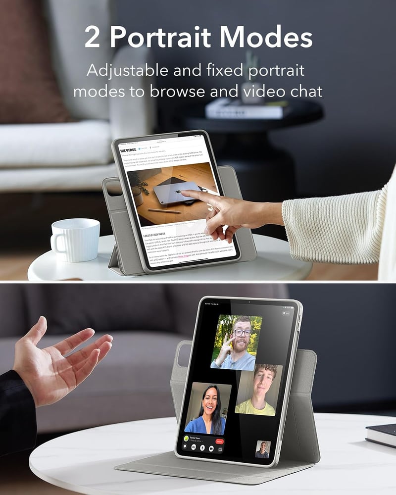 ESR iPad Pro 13 M5 M4 2025 2024 tok szürke, Pencil Pro tárolóval, levehető mágneses fedél, állvány, USB C kompatibilis Rebound 360