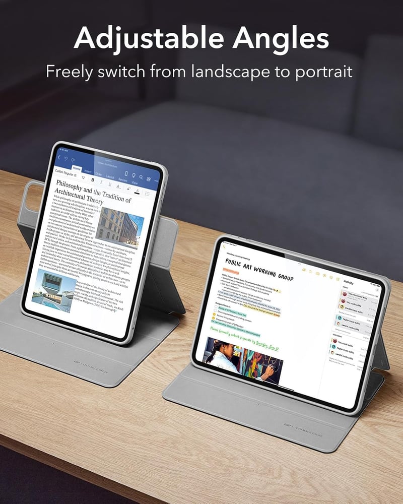 ESR iPad Pro 13 M5 M4 2025 2024 tok szürke, Pencil Pro tárolóval, levehető mágneses fedél, állvány, USB C kompatibilis Rebound 360