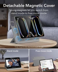 ESR iPad Pro 13 M5 M4 2025 2024 tok szürke, Pencil Pro tárolóval, levehető mágneses fedél, állvány, USB C kompatibilis Rebound 360 4