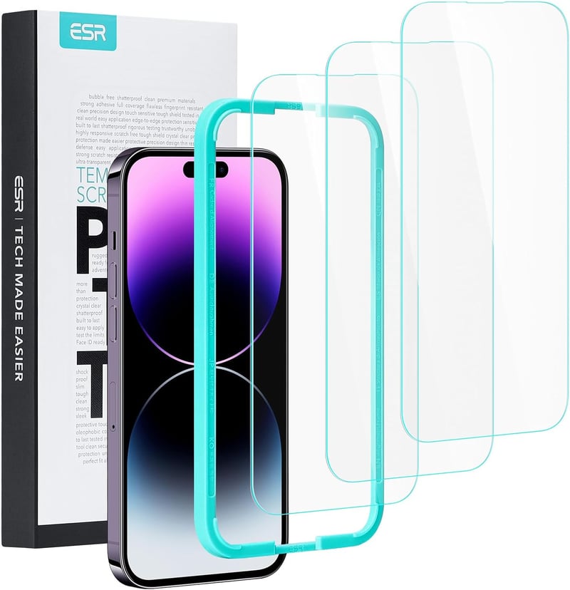 ESR iPhone 14 Pro Edzett Üveg Kijelzővédő Fólia, 3 Darabos Csomag, Katonai Szabvány Védelem, Karcolásálló