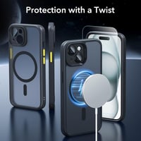 ESR iPhone 15 Tok Szett (5 az 1-ben) - Matt Fekete Átlátszó Védőtok Képernyő- és Kameravédelemmel, MagSafe Kompatibilis, Katonai Szintű Véde 2