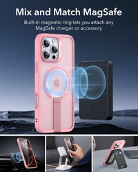 ESR iPhone 16 Pro MagSafe tok állvánnyal, katonai védelemmel, rózsaszín 6