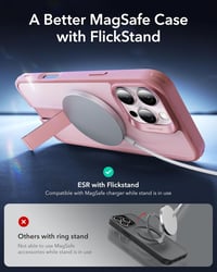 ESR iPhone 16 Pro MagSafe tok állvánnyal, katonai védelemmel, rózsaszín 3