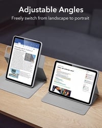 ESR Mágneses Tok iPad Air 11 M3/M2/6/5/4 Generációhoz - Ceruzatartóval, Levehető Fedéllel, 360° Állvánnyal, Szürke 5