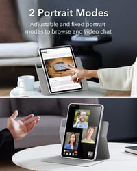ESR Mágneses Tok iPad Air 11 M3/M2/6/5/4 Generációhoz - Ceruzatartóval, Levehető Fedéllel, 360° Állvánnyal, Szürke 6