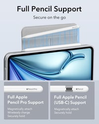 ESR Mágneses Tok iPad Air 11 M3/M2/6/5/4 Generációhoz - Ceruzatartóval, Levehető Fedéllel, 360° Állvánnyal, Szürke 8